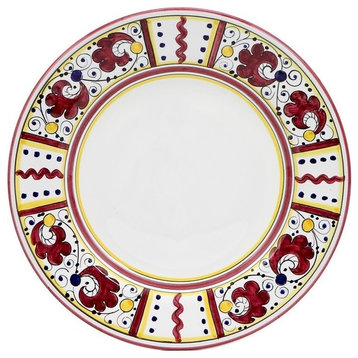Orvieto Red Rooster Salad Plate White Center
