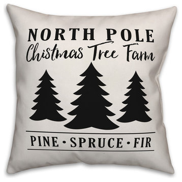 North Pole Christmas Tree Farm 16"x16" Indoor / Outdoor Throw Pillow