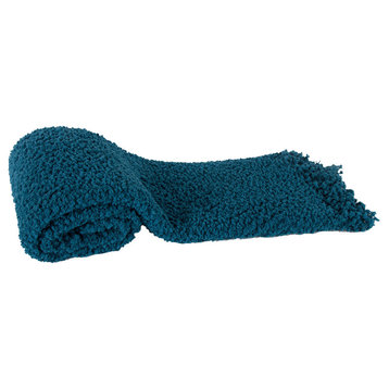 100% Micro Poly Crochet Throw Blanket, Blue