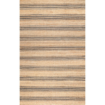 Lauren Liess Sycamore Striped Jute Area Rug, Natural, 6' Square