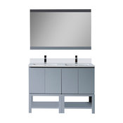 Monaco 48" Double Vanity Set With Mirror, Metal Gray