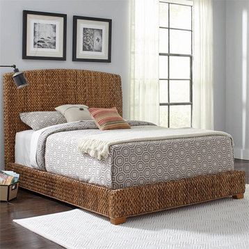 Coaster Laughton Banana Leaf Woven California King Panel Bed in Brown