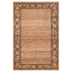 Bareens Designer Rugs - Contemporary Gabbeh Marquett Beige/Rust Wool Rug - 6'1'' x 9'5'' - With strict standards of craftsmanship and quality of materials used this modern inspired hand knotted Gabbeh rug is a unique piece of world art. A fashionable handmade rug crafted by skilled artisans with trendy and elegant design with sophisticated modern color pallet creates a compelling focal point in any living area. Hand-knotted Gabbeh rugs are the simplest of all oriental handmade rugs, featuring small animal and human figures on an empty field. They are also designed with colorful geometric shapes which makes them unique and versatile. A hand-knotted Gabbeh rug is referred to as a modern contemporary and geometric piece of art. Intricately hand-knotted with luxurious wool and outstanding quality this rug meshes with classic to contemporary decor seamlessly.