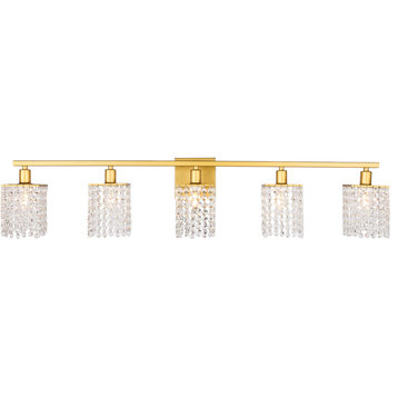 Living District LD7014BR 5 light Brass and Clear Crystals wall sconce