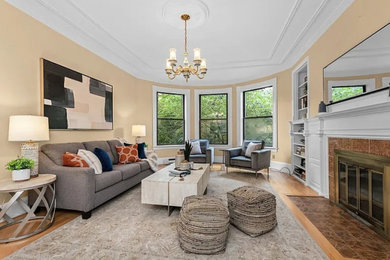 Transitional living room photo in Boston