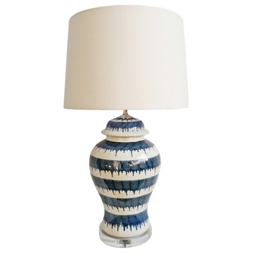 Vintage Indigo Stripe Ceramic Table Lamp