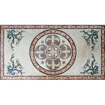 Carpet Design Marble Mosaic Tiles, 41"x77"