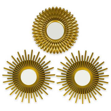 Gold Mirrors for Wall Pack of 3