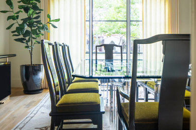 Inspiration for a transitional beige floor dining room remodel in Dallas with beige walls