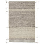 Jaipur Living - Jaipur Living Coolidge Handmade Striped Gray Rug, 8'x10' - West Coast minimalism has a shearling, cozy moment with the Nazca collection. Hand-loomed of texture-rich wool, the Coolidge rug boasts a tonal gray colorway that lends versatility to the simple yet statement-making linear motif. A flatweave border with braided tassel details add a touch of whimsy and global appeal to this handwoven rug.