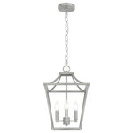 Hunter Fan Company - Laurel Ridge 4 Light Pendant, Brushed Nickel, 12" - Modern and elegant, the Laurel Ridge 12-inch lantern inspired pendant light's open design adds softness to a form featuring strong lines. An updated take on traditional Georgian style silhouettes, the Laurel Ridge Collection is a fresh look in formal spaces.