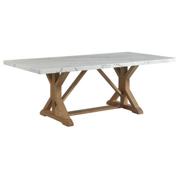 Liam Standard Height Rectangular Dining Table in White Marble