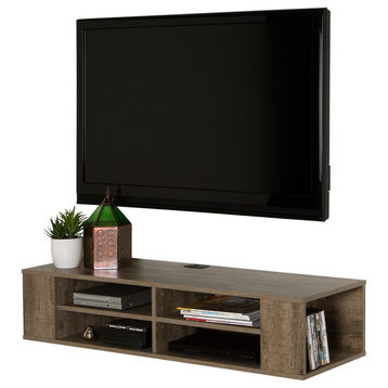 South Shore City Life 48 Wall Mounted Media Console, Weathered Oak