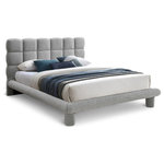 Meridian Furniture - Deco Boucle Fabric Upholstered Full Bed, Gray, King - Go for an eye-grabbing bedroom rehab when you add this Deco boucle fabric full bed to the mix. This bed features sumptuous rich grey boucle fabric upholstery on its headboard, rails, and feet for a wow-inducing look in your space. Deep channel biscuit tufting adds pillowy softness to your back and neck when you're propped up reading or watching TV. The neutral color makes for seamless integration of this bed with your existing furnishings.