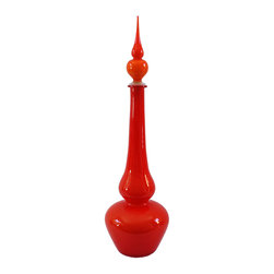 EMPOLI CASED RED GENIE BOTTLE DECANTER WITH DOUBLE TIER STOPPER - Vases