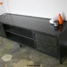 Vintage Industrial Media Console Credenza Mid Century Modern