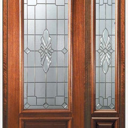 Prehung Side light Door 80 Mahogany Versailles 3/4 Lite Glass - Front Doors