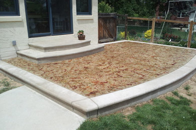 This is an example of a transitional backyard patio in Denver with concrete slab and no cover.