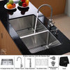 32.75 in. Undermount Double Bowl Sink with Faucet