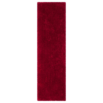 Safavieh Luxe Shag Collection SGX160 Rug, Red, 2'3" X 12'
