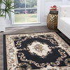 Angeline Traditional Floral Black Rectangle Area Rug, 7.6' x 10'