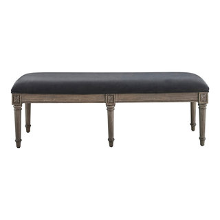 Alderwood Upholstered Bench French Grey - Traditional - Upholstered ...