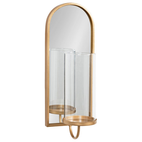 Ezerin Metal Mirror Wall Sconce, Gold 6x5x16