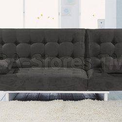 Trio Black Microfiber Sofa Bed - AtHomeUSA - Sofas