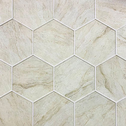 Abolos - Nature 8 in x 8 in Glass Hexagon Tile in Crema Marfil - Wall And Floor Tile