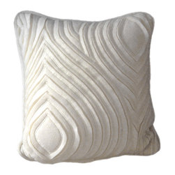 Waves Hand Cut & Embroidered Wool Pillow - Decorative Pillows