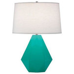 Robert Abbey - Robert Abbey 943 Delta - One Light Table Lamp - Cord Length: 96.00  Base Dimension: 10.25  Cord Color: SilverDelta One Light Table Lamp Egg Blue Glazed/Polished Nickel Oyster Linen Shade *UL Approved: YES *Energy Star Qualified: n/a  *ADA Certified: n/a  *Number of Lights: Lamp: 1-*Wattage:150w Type A bulb(s) *Bulb Included:No *Bulb Type:Type A *Finish Type:Egg Blue Glazed/Polished Nickel