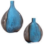Uttermost - Uttermost 17741 Adrie - 13.75" Vase (Set of 2) - Set Of Two Art Glass Vases Showcase Deep Cobalt AnAdrie 13.75" Vase (S Cobalt/Black *UL Approved: YES Energy Star Qualified: n/a ADA Certified: n/a  *Number of Lights:   *Bulb Included:No *Bulb Type:No *Finish Type:Cobalt/Black