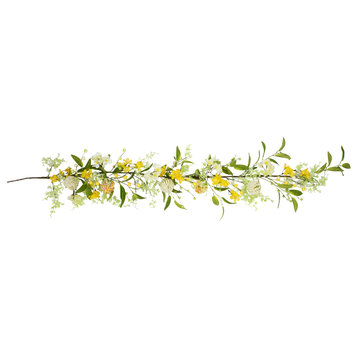 Berry and Thistle Floral Spring Garland 5' Yellow