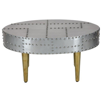 Aluminum Coffee Table With 4 Wood Base