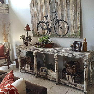 Distressed farm house style buffet hutch