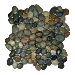 CNK Tile - Glazed Bali Ocean Pebble Tile: Natural Stone for Showers, Baths - Mosaic Tile