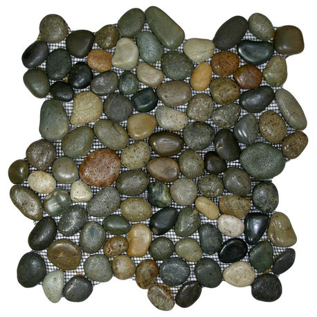 Glazed Bali Ocean Pebble Tile: Natural Stone for Showers, Baths