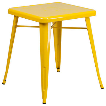 Square Metal Table, Yellow, 29"