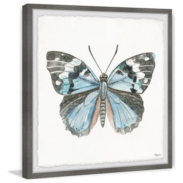 "Ocean Blue Shade Butterfly" Framed Painting Print, 18"x18"
