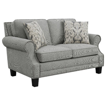 Coaster Sheldon Fabric Upholstered Loveseat with Rolled Arms in Gray