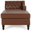 Bluewater Contemporary Tufted Chaise Sectional, Cognac + Dark Brown