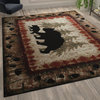 Ursus Collection Rustic Lodge Black Bear and Cub Area Rug with Jute Backing, Brown, 8' X 10'