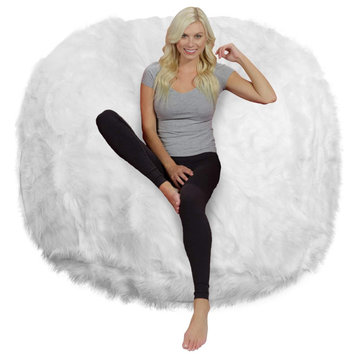 Ultra Soft Bean Bag Chair, Memory Foam With Faux Fur Cover, Comfortable, White