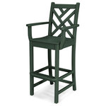 Polywood - Chippendale Bar Arm Chair, Green - You'll feel both refreshed and relaxed as you enjoy your stay in this comfortable bar height chair with arms. POLYWOOD furniture is constructed of solid POLYWOOD lumber that's available in a variety of attractive, fade-resistant colors. It won't splinter, crack, chip, peel or rot and it never needs to be painted, stained or waterproofed. It's also designed to withstand nature's elements as well as to resist stains, corrosive substances, salt spray and other environmental stresses. Best of all, POLYWOOD furniture is made in the USA and backed by a 20-year warranty.