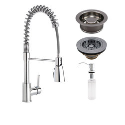 Keeney - Keeney Strainer and Garbage Disposal Kit with Commercial Style Faucet, Chrome - Kitchen Faucets