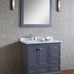 36 inch Gray Bathroom Vanity with Mirror - Bathroom Vanities And Sink Consoles