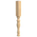 Designs of Distinction - 29-1/4" x 5" English Country Table Leg, Red Oak - The English Country Column is crafted in a warm, traditional design. Available as a family of products in various heights to support a table, countertop, bar, or kitchen island, which allows a consistent theme throughout the house. Measuring 5" square x 29-1/4" tall, available in red oak, this dining leg is part of the Brown Wood Modern Farmhouse collection. Already sanded and ready to finish or paint. Also available in large diameter, this traditional column gives a cozy, inviting, and antique feel.