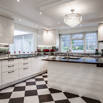 Nobilia High Gloss Ivory Kitchen & Antique Silver Handles