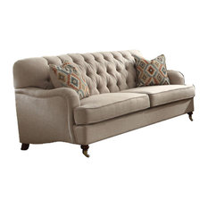 50 Most Por Traditional Sofas Couches For 2018 Houzz Benzara Inc Fabric Upholstered Sofa With 2 Pillows Beige Sofas