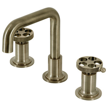 KS142RKXAB Widespread Bathroom Faucet With Push Pop-Up, Antique Brass